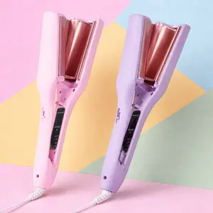 Hair Waver Curling Iron Pink & Purple Deep Wave Crimper 1.25 Inch Triple Barrel Dual Voltage 110/220V Salon Beach Waves - US Plug