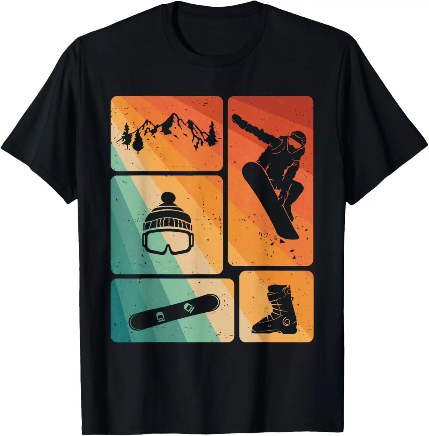 Men's Funny Snowboarder Digital Print T-Shirt - 100% Natural Cotton Casual Streetwear Short Sleeve Pullover, Round Neck, Soft Menswear Top for Sports, Athletic Use, Cold Wash