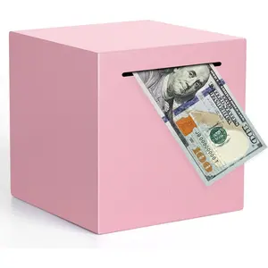 Adults Piggy Bank Must Break to Open, Unbreakable Stainless Steel Piggy Bank for Adults, Metal Savings Box for Cash Saving (Pink, 4.72 inch)