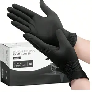 Nitrile Disposable Gloves Black 5 Mil Latex Free Non-Rubber for Cleaning Cooking Food Prep Professional Protective Gloves 100 Ct Box