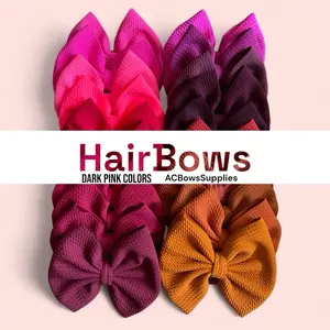 ACBowsSupplies Handmade Dark Pink Maroon Color Hairclips Bows