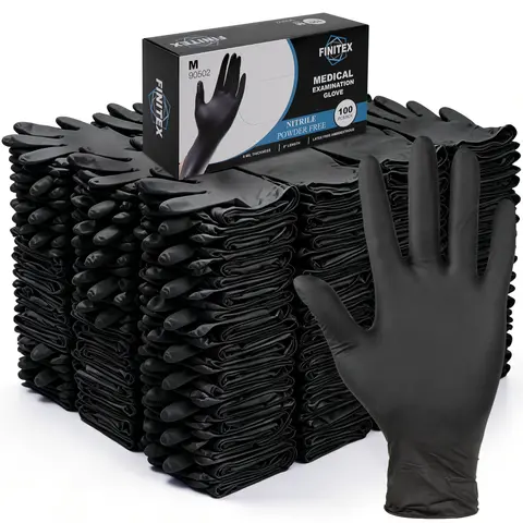 FINITEX 6Mil Thick Disposable Black Nitrile Gloves, Heavy- Duty Waterproof Food-Safe Latex-Free Powder-Free Chemical-Resistant Medical Grade Gloves for Cleaning, Mechanical Work, Home Care Essentials(Gift for Thanksgiving/Black Friday Finds)