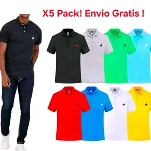 5-Pack: Men's Cotton Pique Short Sleeve Shirts