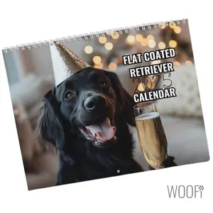 Flat Coated Retriever Calendar 2025, Wall Calendar Gift, 12 Month Hanging Wall, Desk Calendar, Dog lover, Support Dog Shelters