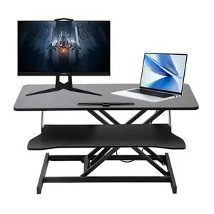 Adjustable Standing Desk Converter Height Adjustable Desk Riser Manual Pneumatic Spring Laptop Workstation with Keyboard Tray for Home School