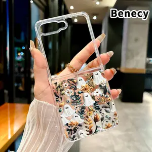 Spooky Garden Pattern Phone Case for Z Flip 7/6/5/4 Folding Phone Case with Central Axis Protection and Full Lens Coverage