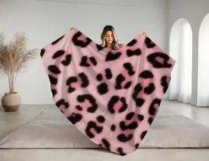 Pink Leopard Velveteen Plush Blanket