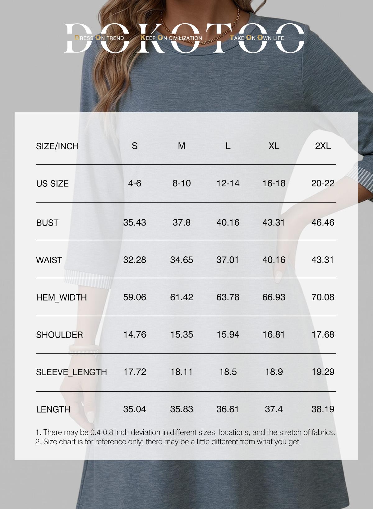 Dokotoo Dress for Women Fashion Fall Casual 2026 CrewNeck Solid 3/4 Sleeve Short Insert Pocket Dresses