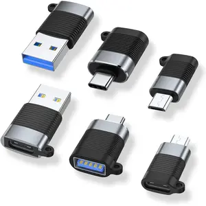USB C Adapter (6 Pack), Micro USB Male to USB C Female, USB 3.0 Male to USB C Female, USB Type-C Male to USB 3.0 Female Converter Connector
