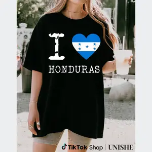Honduras National Flag T-Shirt in 100% Cotton with I Love Honduras