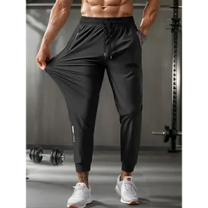 Men's Loose Letter Print Drawstring Back To School Jogger Pants, Casual Zipper Pocket Elastic Waist Trousers For Outdoor Running Gym Workout, Pants For Men, Menswear For Summer Pantaloons