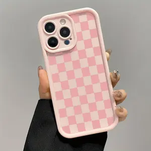 Checkerboard Pattern Phone Case Anti-drop Shockproof TPU Cover Compatible with iPhone 11-17 Pro Max Full Protection