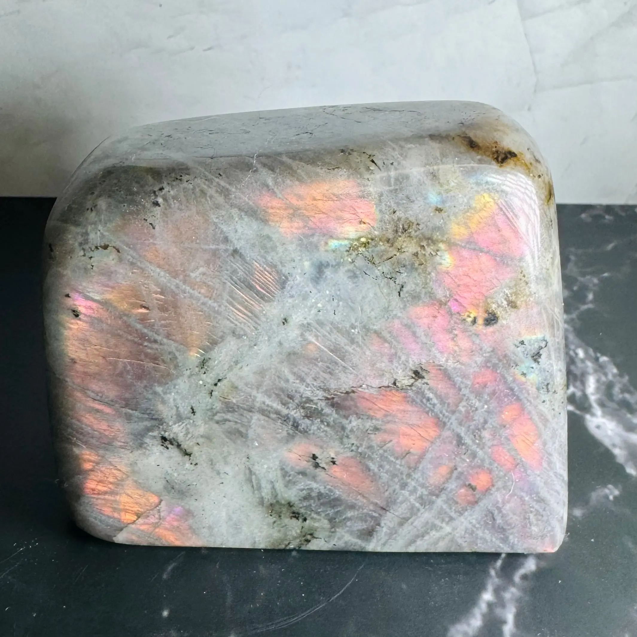 Labradorite Freeform | Purple Pink Orange Flash | Large | Polished | Natural Crystal Decor | Healing | Gift