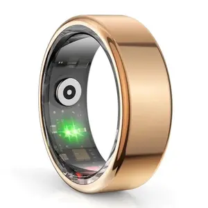 Health Tracker Ring - Gold-Colored Band with Digital Display, Light-Up Feature, and Heart-Like Design