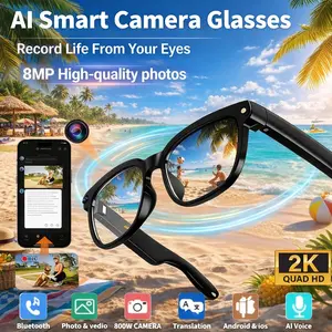 Smart AI Camera Glasses with 8MP Photochromic Lenses ,Button Touch Adjustment for Travel Outdoor Adventures Hands-Free Photography 160+Languages Real-Time Translation Bluetooth Wireless Wearable Video Recording UV Protection