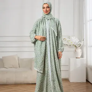 Floral Lace Trim Hooded Cape Robe, Loose Fit Shawl for Ramadan, Middle Eastern Casual Dress, Islamic Clothes, Women's Fashion