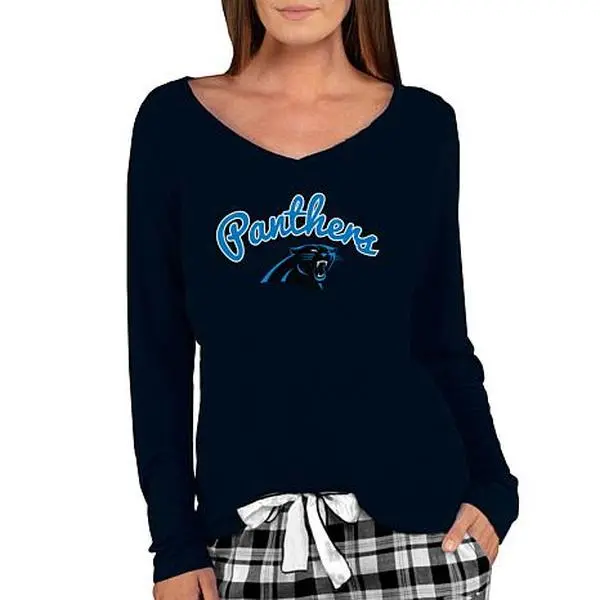 Football Fan Shop Officially Licensed NFL Ladies Marathon Long-Sleeve Top - Panthers