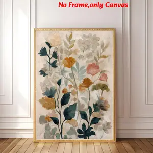 1 Pc, wall art, vintage poster, botanical painting earth tone floral print, Floral Boho Print, bohemian style rustic canvas painting, living room aesthetic, bedroom decor, apartment decor, housewarming gift, unframed
