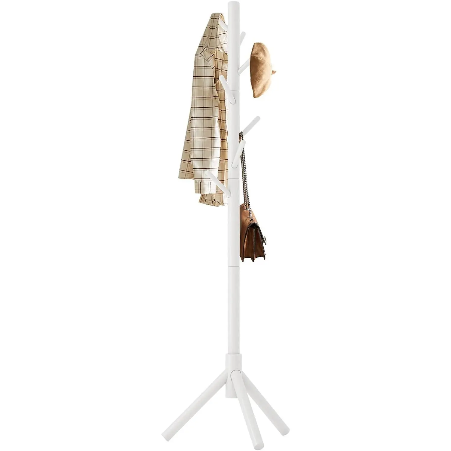 Rotating Multifunctional Coat Rack,  Small Hall Tree Coat Rack, Coat Tree Freestanding Suitable for Kids, Easy to Assemble White YD-1005