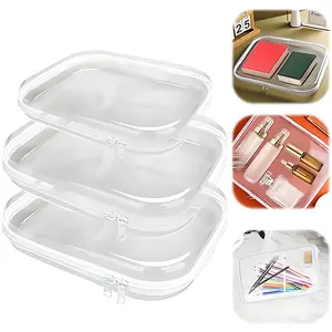 Clear Hard Shell Zipper Cases 3 Pack, Waterproof & Dustproof Organizer Bags for Makeup, Stationery, Toys, Small Items, Portable Transparent Travel Storage Pouches