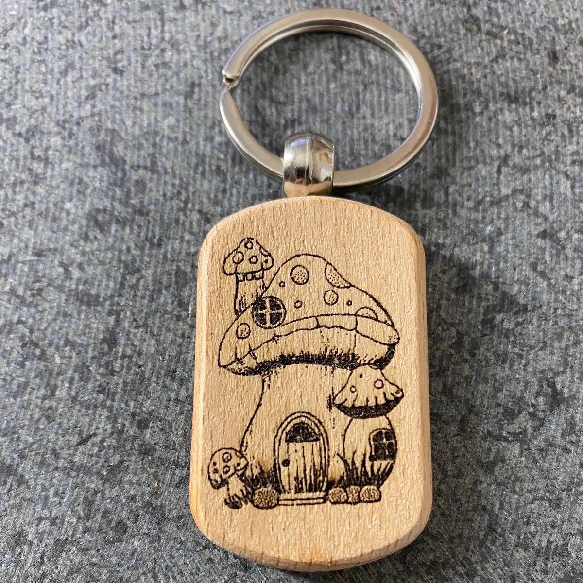 Personalized Mushroom House Key Chain