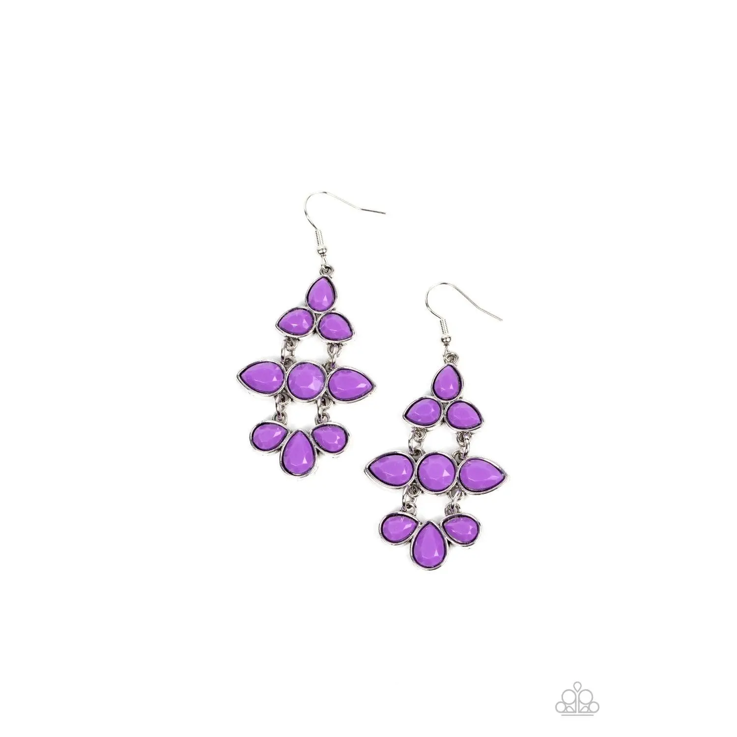 Bay Breezin - Purple Bead Silver Earrings - Paparazzi