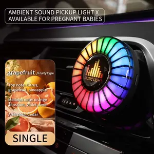 Car Smart APP Control RGB Music Rhythm Lamp Air Freshener LED Strip Sound Control Voice Pick up Atmosphere Light Air Vent Clip PECHAM