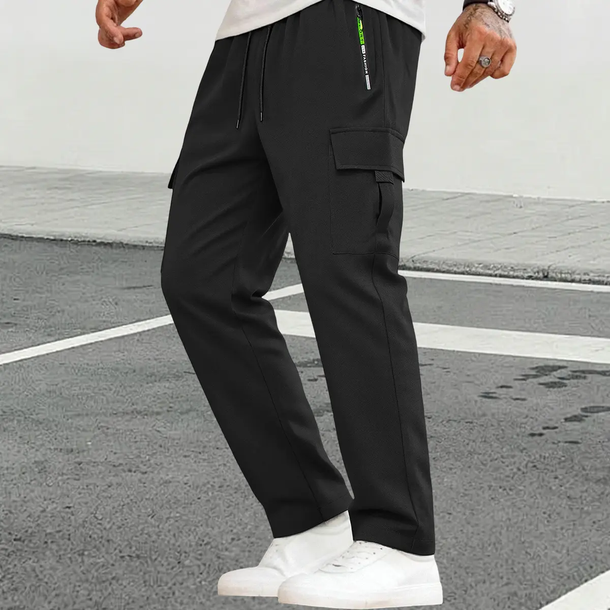 Men's Athletic Pants - Stretch Gym Joggers, Multiple Utility Pockets - Workout Running Training Pants - Machine Washable Mid-Rise Fitness Trousers for Men, Athletic Leisure Wear, Durable Sportswear, Sporty Design, Breathable Material, Active Men