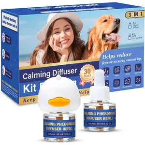 Dog Pheromone Calming Diffuser Kit 3in1 with 1 Plug-in Diffuser + 2 48ml Refills, Relieve Dogs Stress Anxiety Reduce Scratching Barking