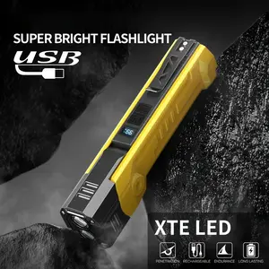 Multifunctional Foldable Repair Work Light Outdoor Magnetic Digital Flashlight Hook Design Portable Torch 1500mah USB Rechargeable