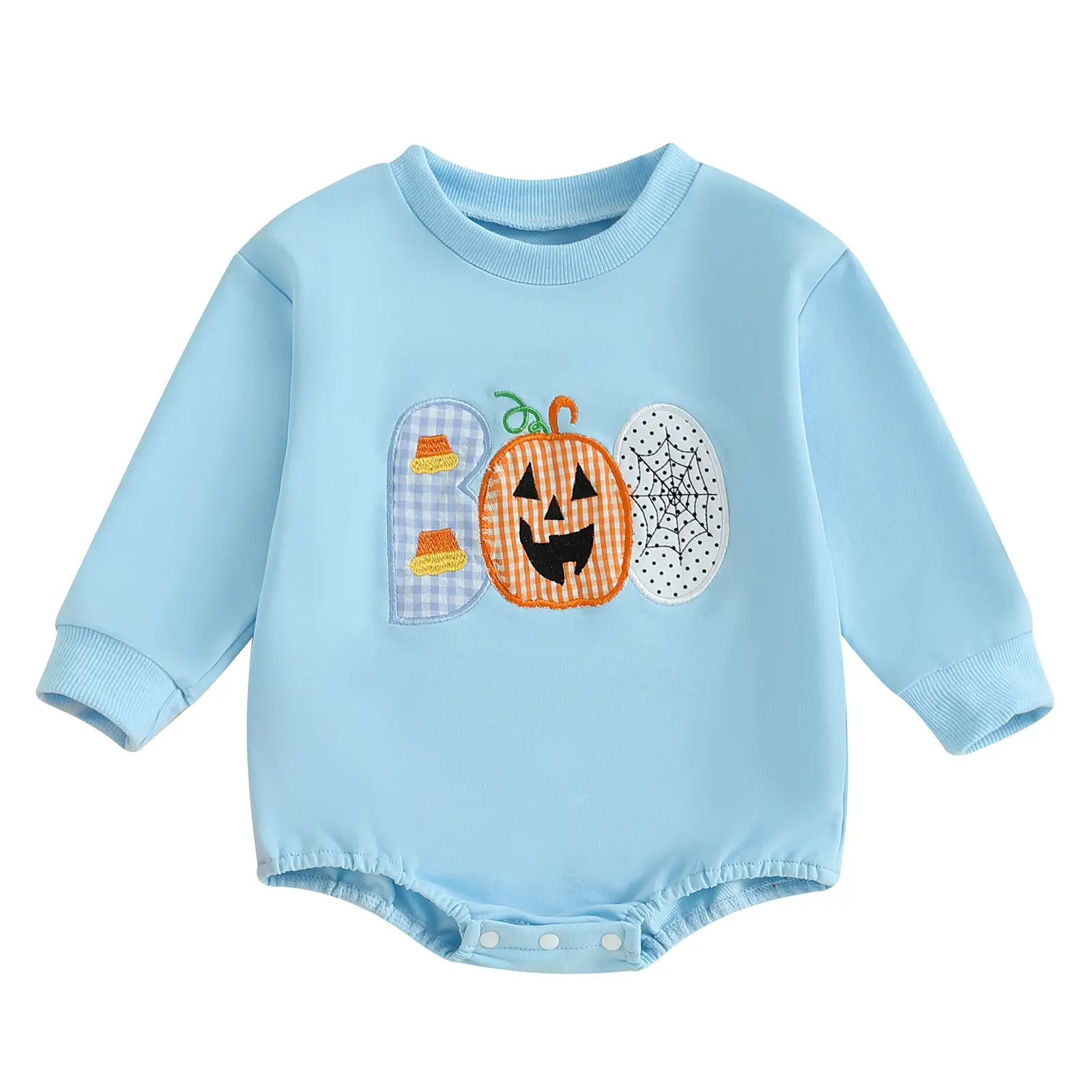 Baby Girl Boy Halloween Pumpkin Spider Web Long Sleeve Sweatshirt Romper Onesie Bodysuit Fall Winter Clothes