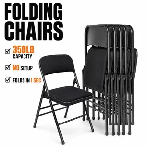 4/6 Pack Padded Folding Chairs with Steel Frame, Comfortable Fabric Seat, Heavy Duty 350 lbs Capacity, Lightweight and Portable for Indoor & Outdoor, Party and Home Office Use