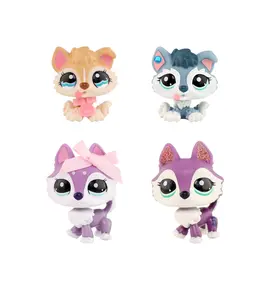Cute Husky Puppy Figurine with Accessries - Cute Collectible Dog Figure, Mini Animal Playset, Pet Cake Topper, Kawaii Gift for Kids Ages 3