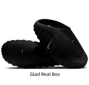 All Black Wavy Platform Hollow Slide Sandals Soft EVA Breathable Perforated Upper Massage Footbed Non-Slip Wave Texture Outsole Unisex Indoor Outdoor Shower Slides ：， EVA ，，