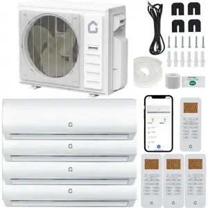 4 Zone 35000 BTU Ductless Mini Split AC Unit System Ultra High 19 SEER2 Inverter Heat Pump 208-230V WiFi Voice Control Complete ACHeating System 9K+9K+12K+12K BTU