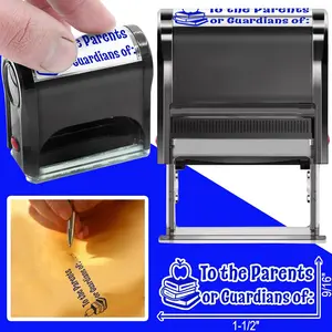 Blue Self-Inking Teacher Grading Stamp For Parents Or Guardians, Ideal For School Classroom Supplies And Parent Envelopes