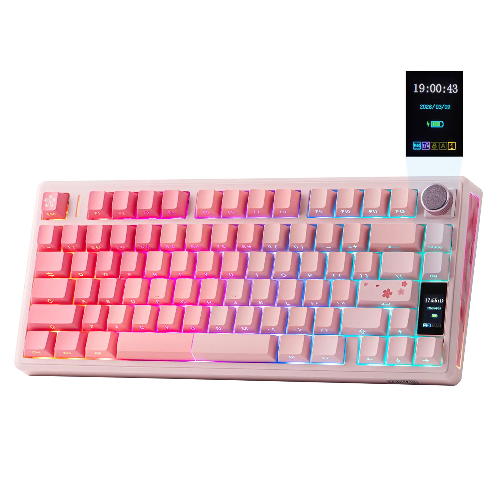 EPOMAKER TH80 V2 PRO Wireless Mechanical Keyboard Screen & Knob 10000mAh & 2.4G/BT Hot-Swap PBT Keycap Mac Modifier RGB Creamy Gasket Custom Gaming Keyboard for Mac/PC