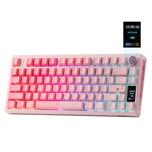 EPOMAKER TH80 V2 PRO Wireless Mechanical Keyboard Screen & Knob 10000mAh & 2.4G/BT Hot-Swap PBT Keycap Mac Modifier RGB Creamy Gasket Custom Gaming Keyboard for Mac/PC