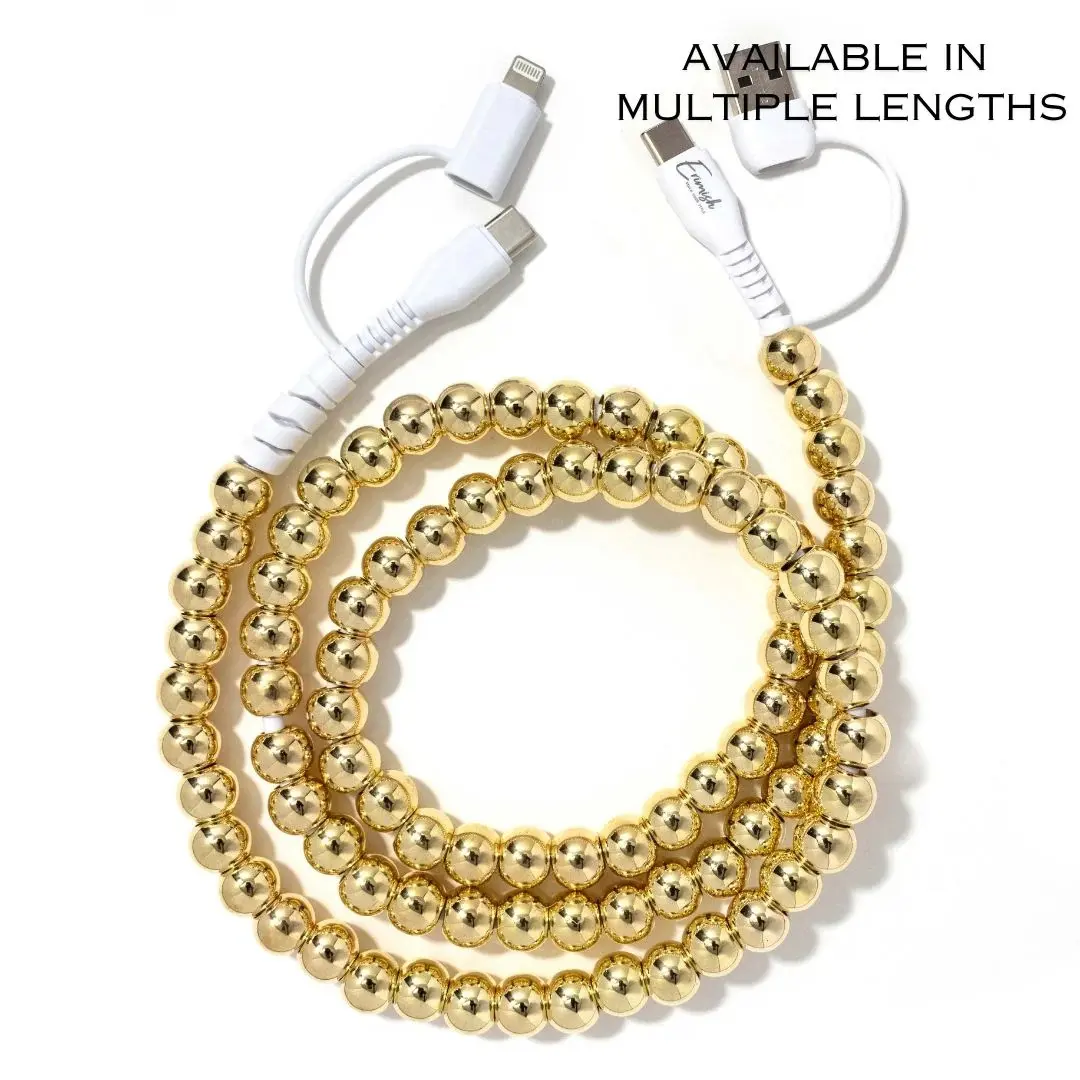 Beaded Phone Charger Metallic Gold