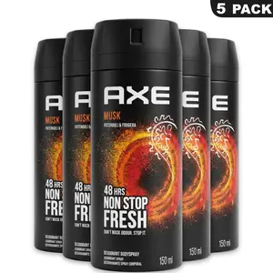 AXE Musk Deodorant Body Spray 5-Pack (5.08oz/150ml) - Cinnamon & Amber Scent, 48-Hour Freshness, Body Care Cosmetic, Maximum Protection & Odor Relief Deodorants
