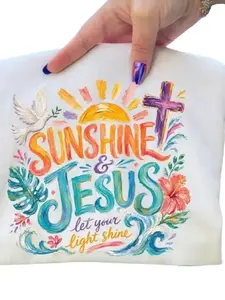 Sunshine & Jesus Shirt, Let Your Light Shine Christian Tee, Tropical Faith Graphic, tshirt 1717 Beach Summer Gift