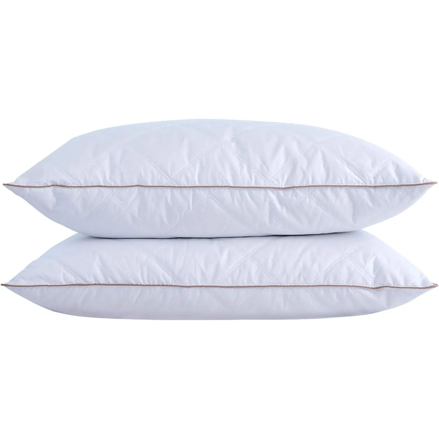 Luxurious Lattice Quilted Finish Pillows (5% Down, 95% Feathers), 2-Pack Standard 20”x26” Cotton Cover Bedding Pillows, 5% Goose Down