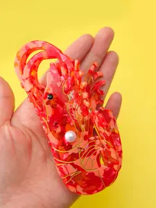 1PC Shrimp Pearl Hair Clip, Summer Holiday Accessory, Easy to Use Animal Design, Perfect Gift for Friends