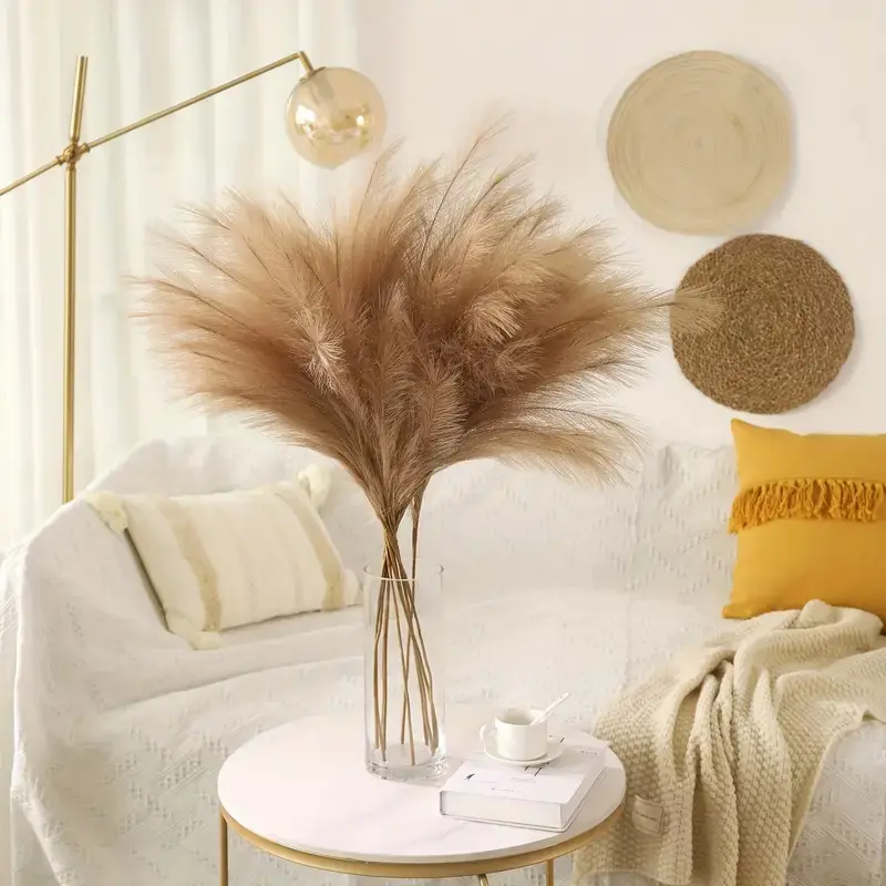 10pcs, Faux Pampas Grass Tall Artificial Pompous Grass, Fake Pompass Branches Pompous For Vase Fillers, Home Decor, Living Room Decor, Farmhouse Decor, Boho Wedding Decor, Christmas Decor