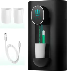 Automatic Mouthwash Dispenser 18.26 oz Touchless Mouthwash Dispenser for Bathroom 2  Cup USB Rechargeable and 3 Dispensing Levels with Led Screen Wall-Mounted or Countertop Use-Black