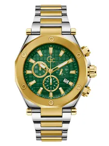 GUESS Male Gc Two-Tone and Green Chronograph Watch