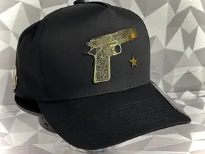 Gorra de Pistola Escuadra Color Oro emblema - Gorras Belicas - Snapback Emblem with Gold Color