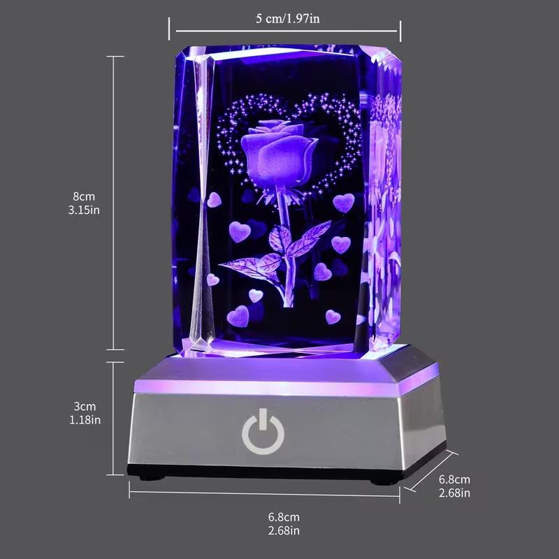 Classic Gifts LED Everlasting Rose Flower & 3D Rose Series Crystal Décor Collectibles,Eternal Romantic Creative Gifts for Women - Valentine's,Day Mother's Day, Birthday, Memorable Dates luxury valentines Gifts for Her Perfect gift Surprise Idea for LOVE