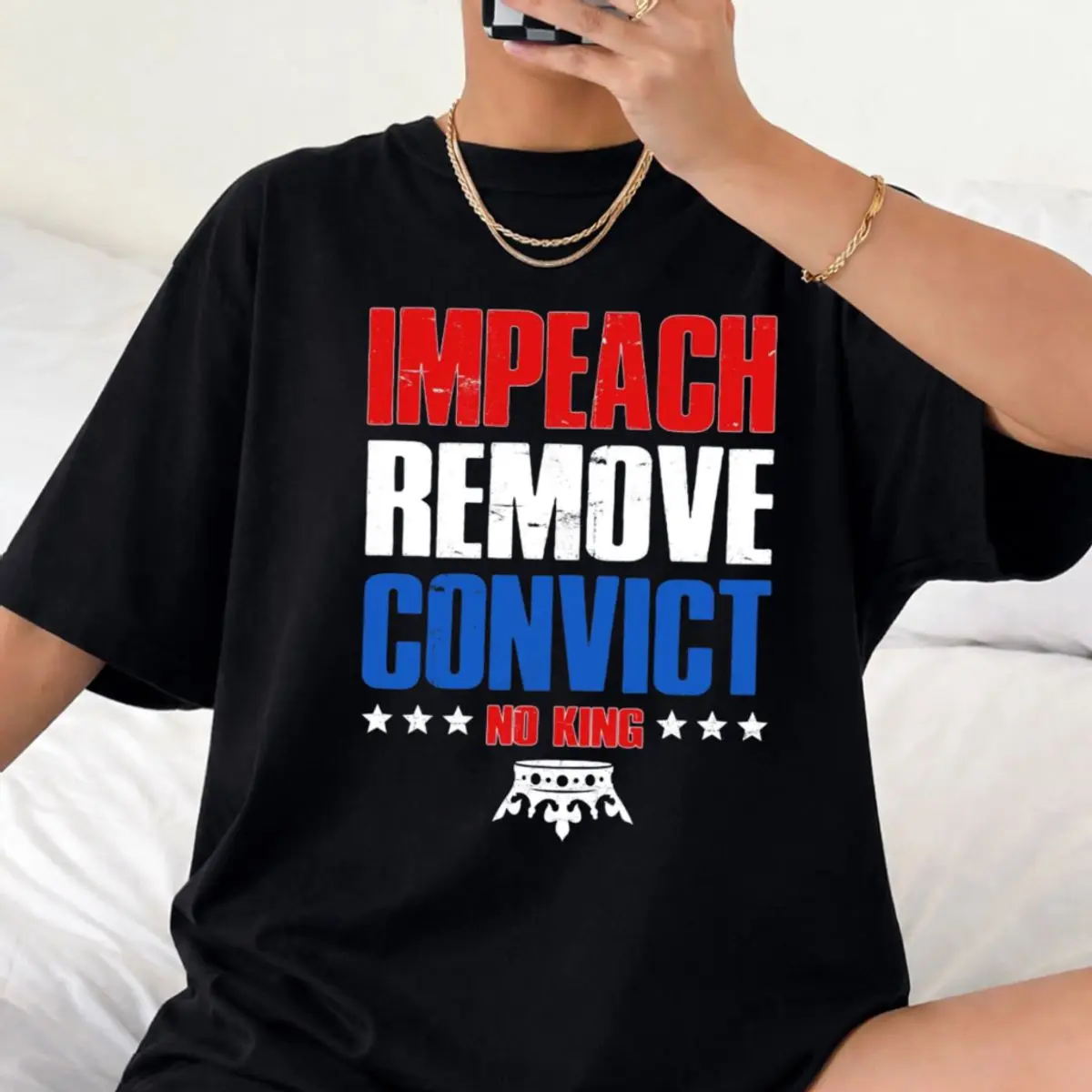 Comfort Colors Impeach Remove Convict Shirt, An"Ti Trummp No Kings Protest T Shirt, Resist Democracy Freedom Tee, Political Activist Graphic Shirt, Unisex Fitted Short Sleeve Tee, Casual Clothing