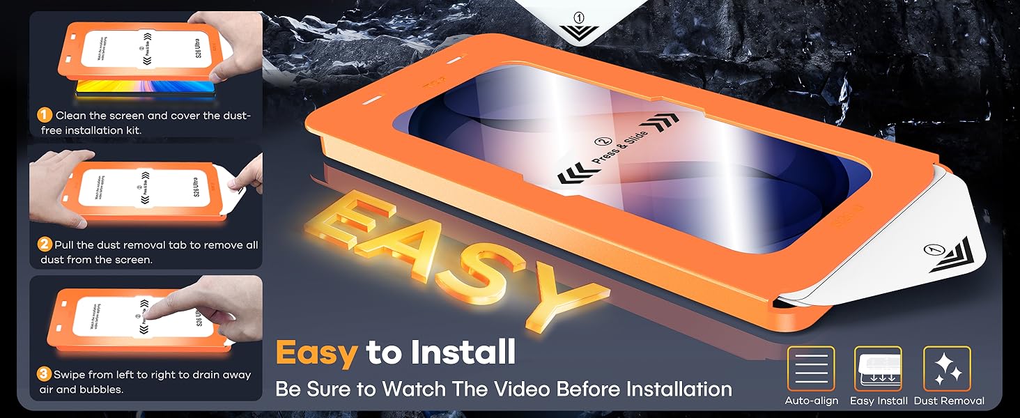 AACL 3-Pack for Samsung Galaxy S26 Ultra Screen Protector Tempered Glass, 9H Glass for S26 Ultra Screen Protector 5G, [Fast Alignment Tool] [Bubble Free] [6.9 Inch]